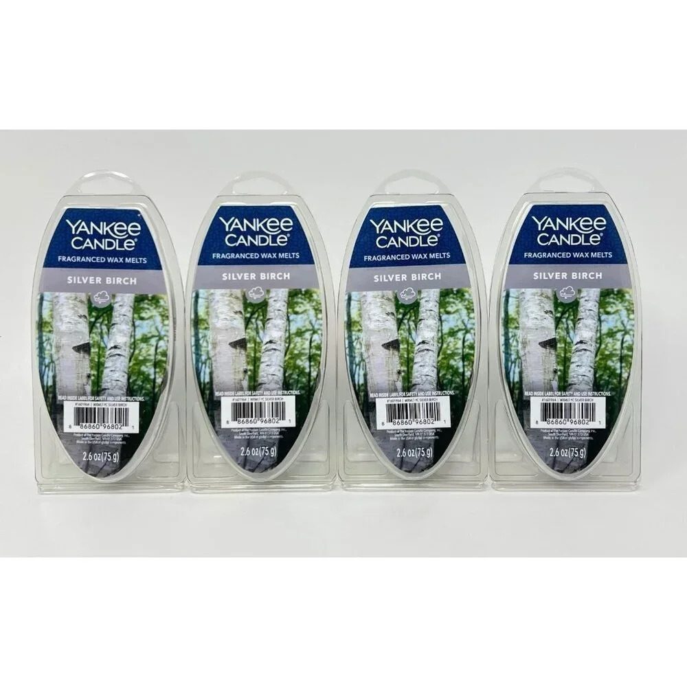 4 NEW Yankee Candle SILVER BIRCH Fragranced Wax Melts 2.6OZ Refill Melt Scent